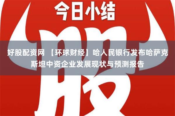 好股配资网 【环球财经】哈人民银行发布哈萨克斯坦中资企业发展现状与预测报告